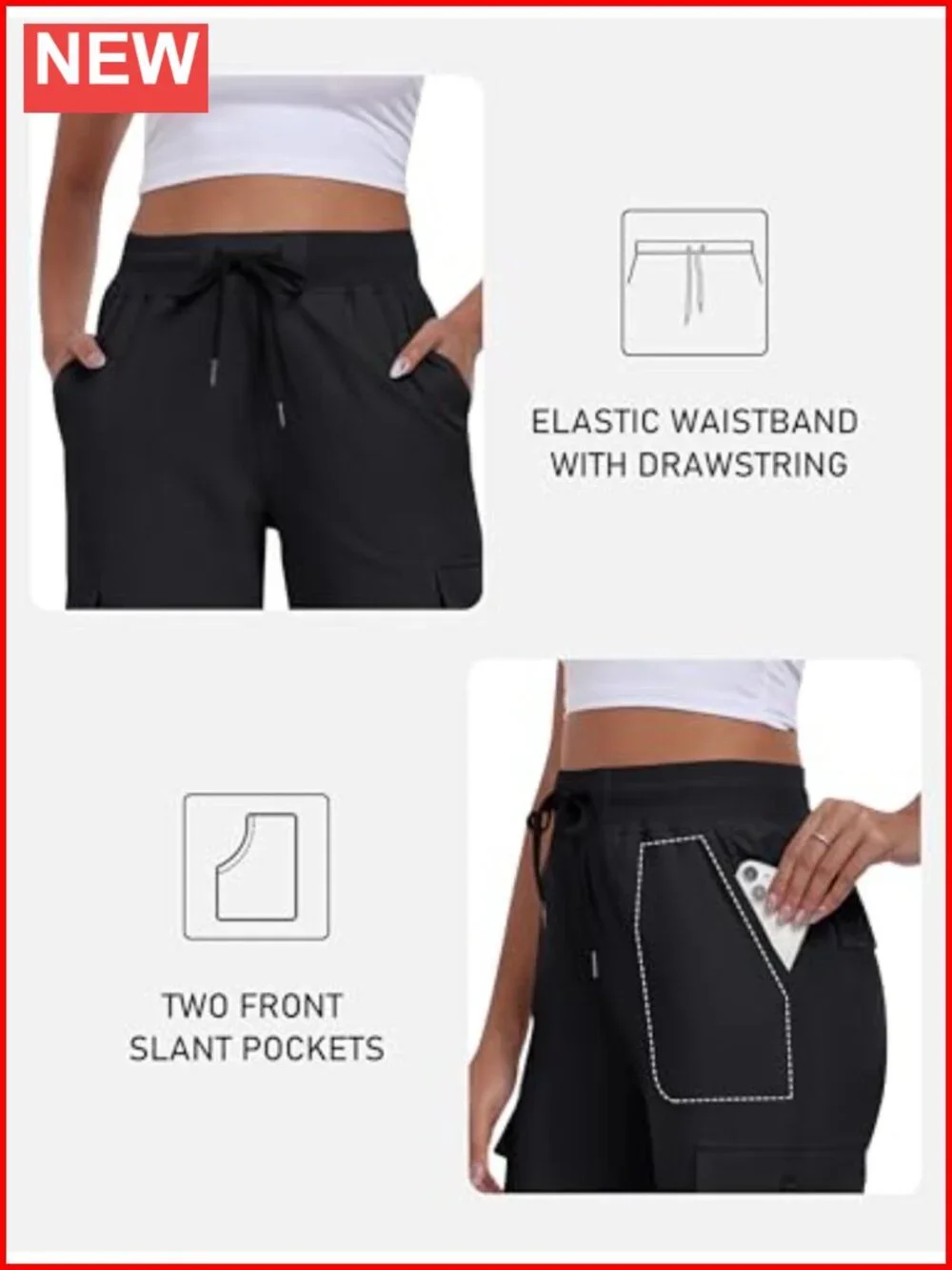 Women's Cargo Capris with Pockets Lightweight Quick Dry Hiking Pants